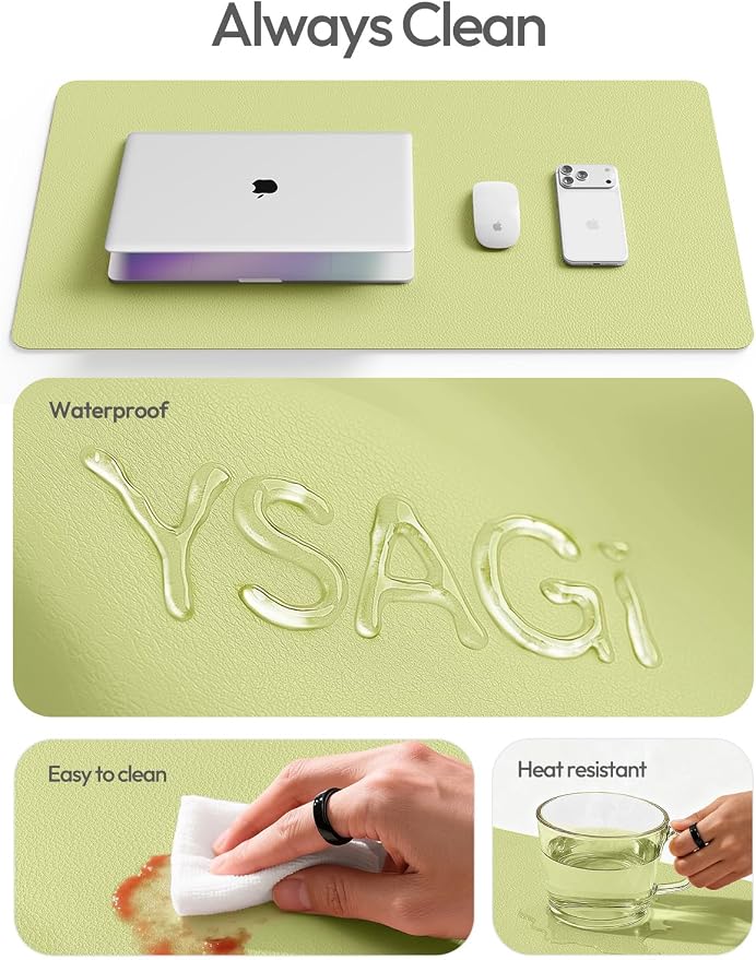 YSAGi Leather Desk Protector, Office Mat, Large Mouse Mat, Non-Slip PU Leather - Image 7
