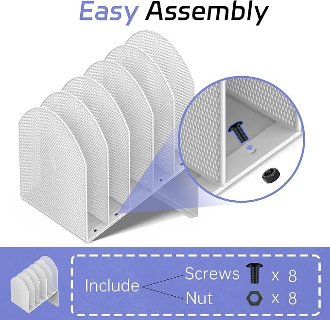 File Organizer for Desk, 5-Section Mesh Mail Holder, mail organizer and folder - Image 3