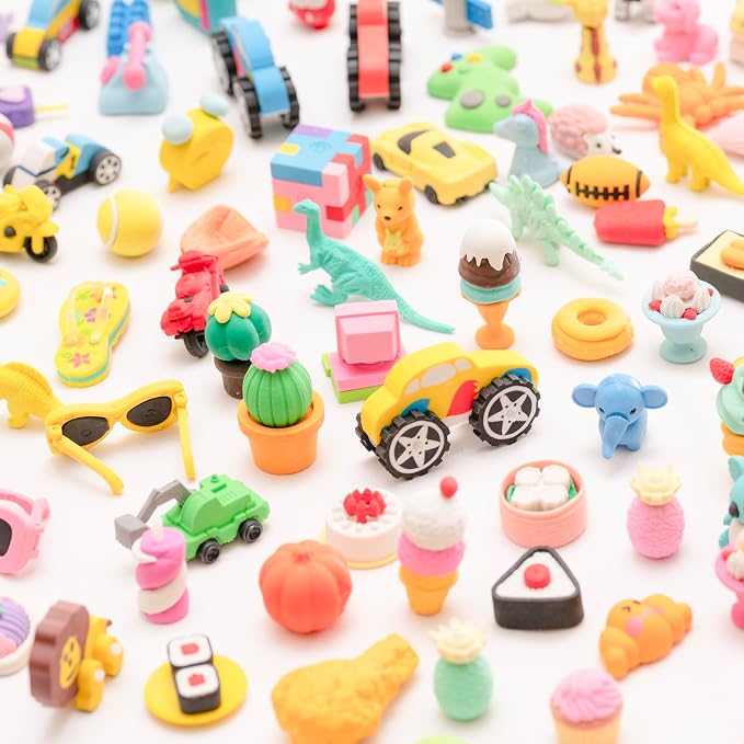 110pcs 3D Cute Kids Erasers, Random Desktop Pet Toys Gifts, Classroom Rewards - Image 4