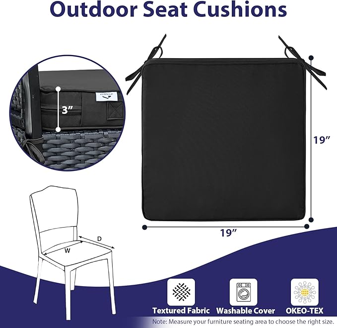 IPYNBAP Outdoor Chair Cushions Set of 4 -Waterproof Outdoor Seat Cushions - Image 6