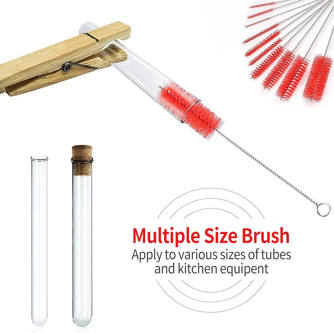 CiaraQ Bottle Cleaning Brushes, 8 Inch Nylon Tube Brush Set | Red Cleaner - Image 5