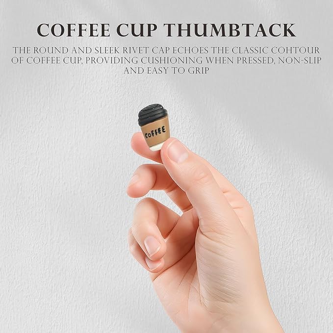 20 Pcs Coffee Cup Printed Decorative Push Pins - Image 3