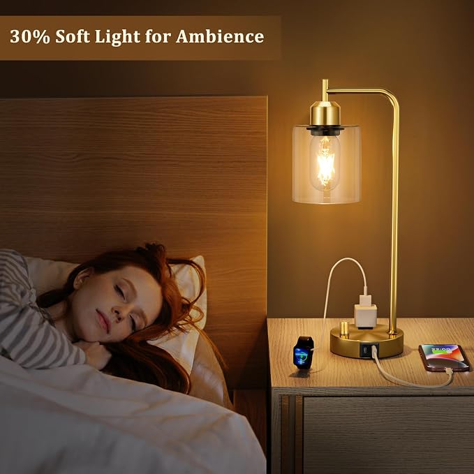 Innqoo Gold Table Lamp for Bedroom - Image 6