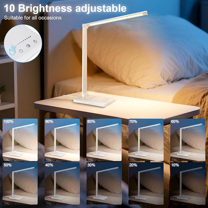 White crown LED Desk Lamp Dimmable Table Lamp Reading Lamp - Image 7