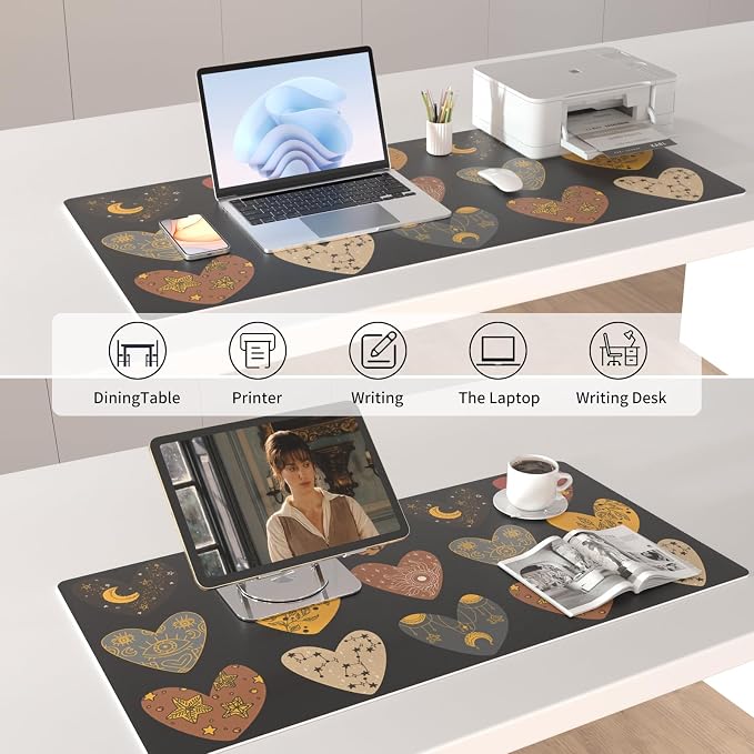 Colorful Star Magic Heart Leather Mouse Pad, Large Pad - Image 4