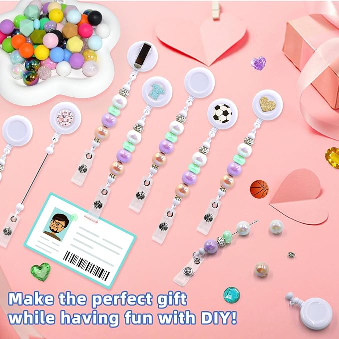 30pcs White Beadable Badge Reels Making Kits - Image 2