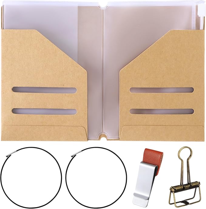 Travelers Journal Notebook Accessories Kit Include Travel Kraft File Folder by Mooliwe