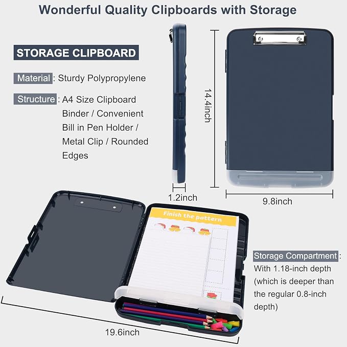 SFLHHDM Storage Clipboard with Pen Holder, High Capacity Clipboards - Image 3