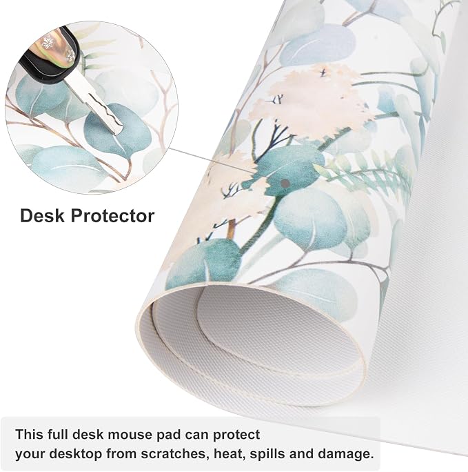 QIYI Large Mouse Pad for Desk, Cute Desk Mat for Desktop, Women Girls Green - Image 5