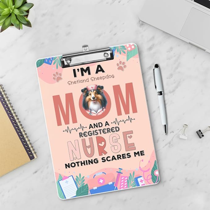 I'm a Shetland Sheepdog Mom and a Registered Nurse Nothing Scares Me Acrylic - Image 3