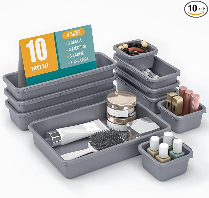 10 PCS Drawer Organizer Set, 4 Size Makeup Drawer Divider Organizer by StoreHappily
