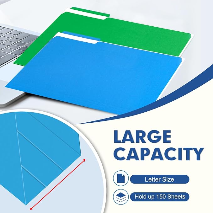 File Folder, PANDRI 170 Pack Colored File Folder, 1/3 Cut Tabs, Letter Size - Image 5
