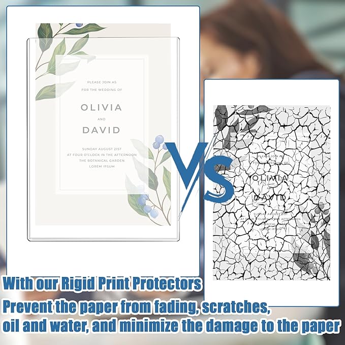 25 Pcs 8 1/2" x 11" Rigid Print Protectors Clear Sheet Protectors Hard Plastic - Image 3