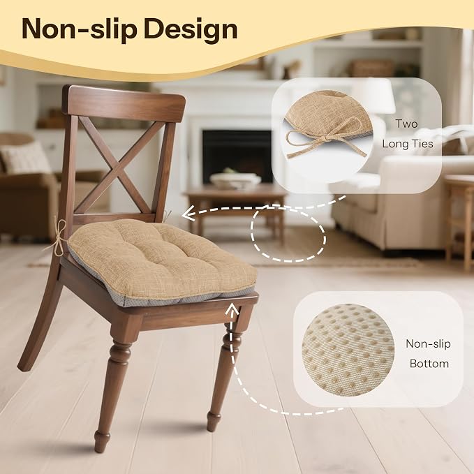 Non Slip Chair Cushions for Dining Chairs Set of 4 Kitchen Chair Cushions - Image 3