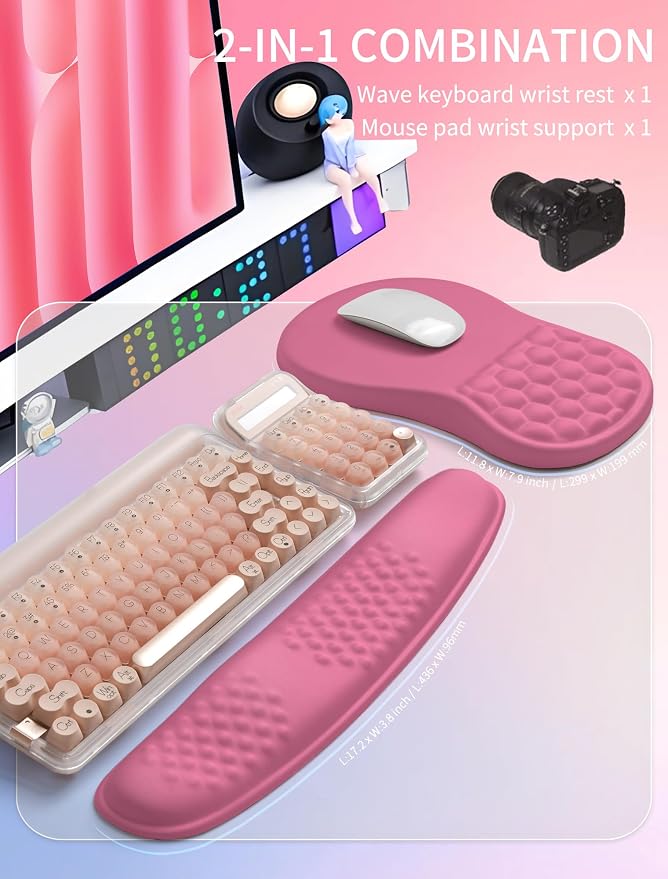 Hokafenle 2in1 Combination, Wave Keyboard Wrist Rest and Ergonomic Curvature - Image 5