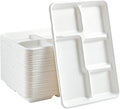 Vplus 100% Compostable 5 Compartment Paper Plates, 100 Pack, 12.5 x 8.6 inch by Vplus