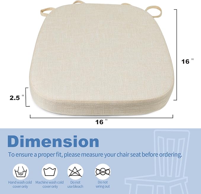 BUYUE Thickened 2.5" Dining Chair Cushions Set of 6, U-Shape High Density Foam - Image 3