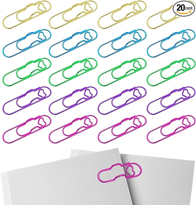 HINGTAI 20Pcs Colorful Metal Pen Clips, Paper Clip Pen Holder Supplies Cute by HINGTAI