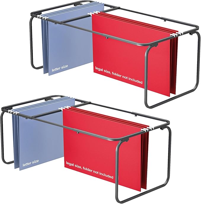 2 Sets Upgraded Adjustable Hanging File Folder Frame, Legal/Letter Size by TOPCJ