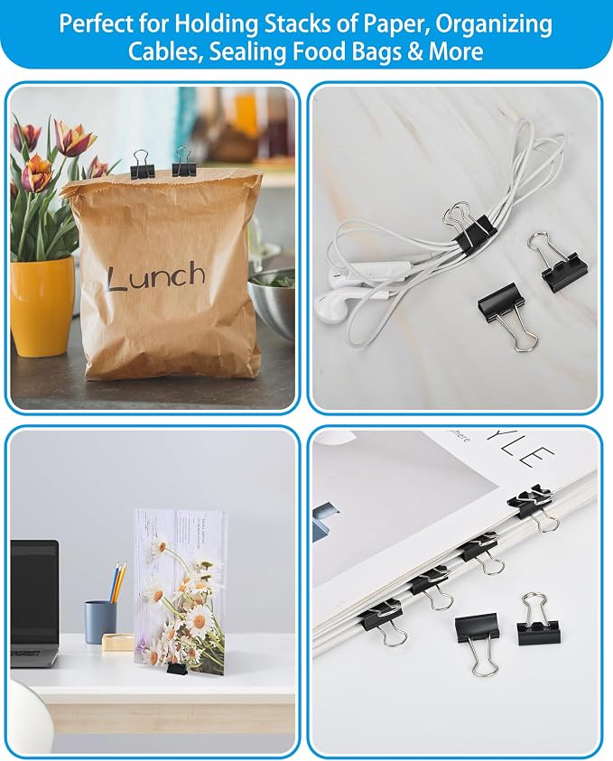 Binder Clips, 50 Pack, 0.75 in Small Paper Clips - Image 4