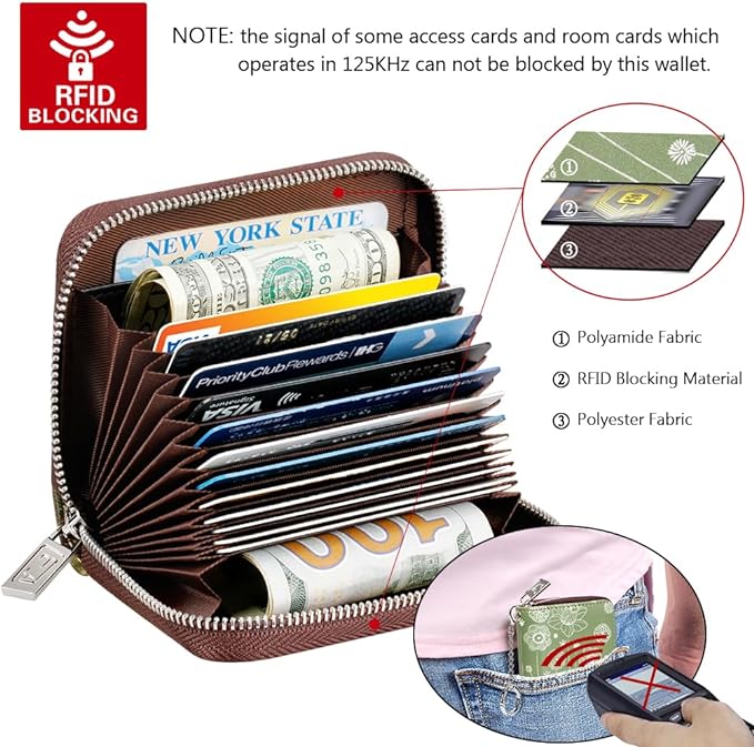 FurArt Zipper Wallet Women, RFID Blocking Credit Card Wallet, Business Card - Image 5