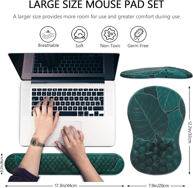 Ergonomic Mouse Pad with Wrist Support and Keyboard Wrist Rest Set | Memory - Image 5