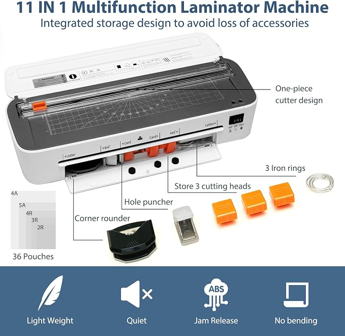 Laminator Machine, 11 in 1 Laminating Never Jam Technology - Image 2