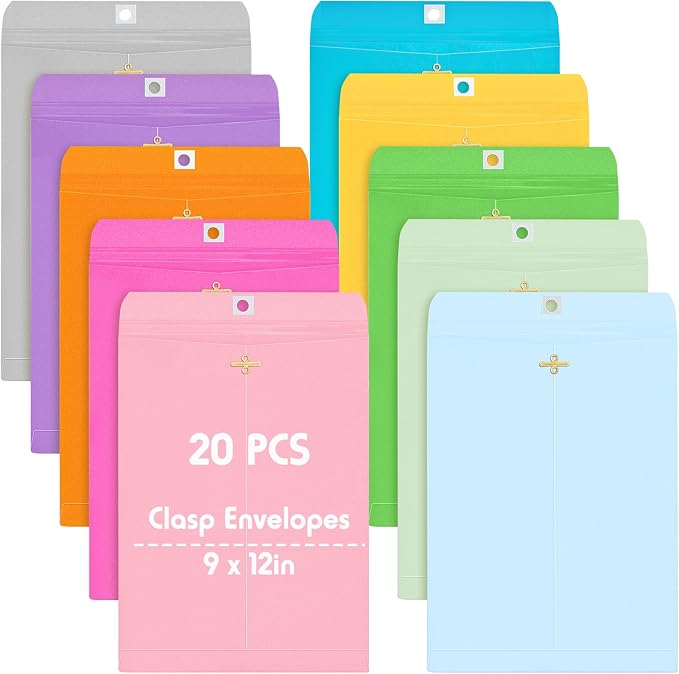 Geyee 20 Pcs 9 x 12 Inch Clasp Envelopes Letter Size Mailing Envelopes by Geyee