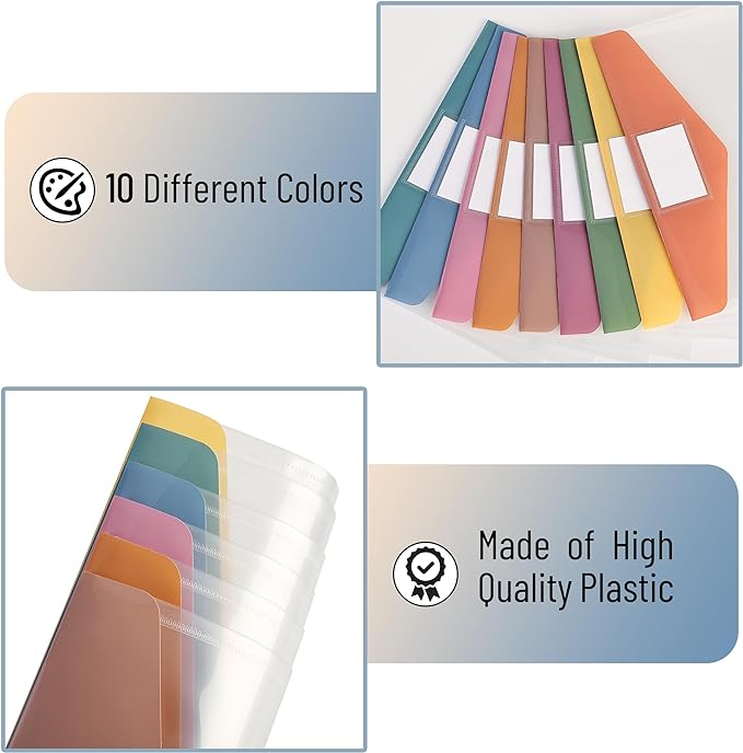 Mr. Pen- Clear Plastic Envelopes File Folders, 10 Pack, Letter Size | Colorful - Image 5