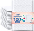 GSSUSA White Bubble Mailers 4x8 100 Pack, Self Seal Padded Envelopes | Usable by GSSUSA