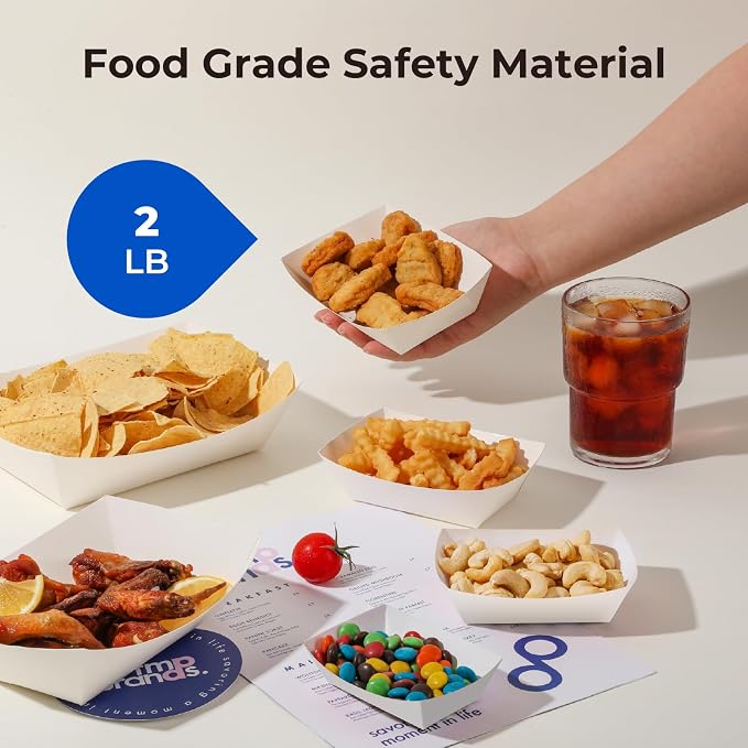 Fit Meal Prep [1000 Pack 2 lb Paper Food Trays Heavy Duty Disposable Food Boats - Image 4