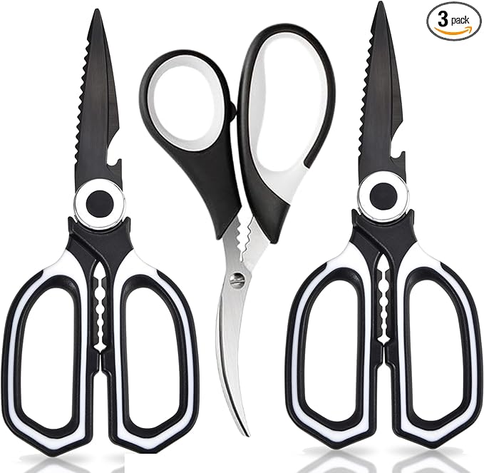 OMDAR 3-Pack Titanium Coated Kitchen Scissors – Rust-Resistant, Includes by OMDAR