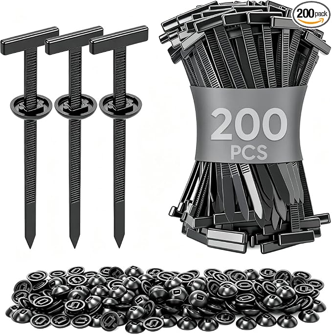 200PCS T-Head Cable Tie Buckle, PA66 Push Pin Clips by Omruciy