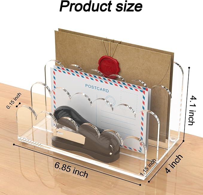 YAGELI 2 Pack 3-Slot Acrylic Mail Organizer - Image 2