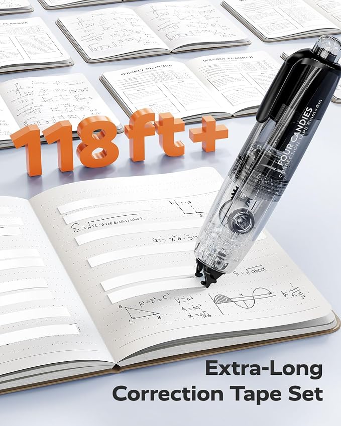 Four Candies Refillable Retractable White Correction Tape, Aesthetic Pen Shaped - Image 2