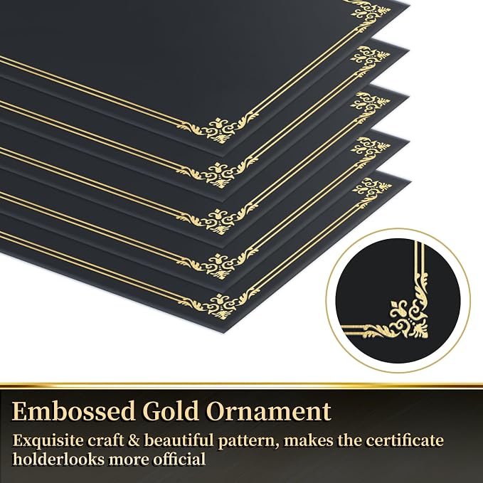 12 Packs Certificate Covers, Certificate Holders Gold Foil Border, - Image 4