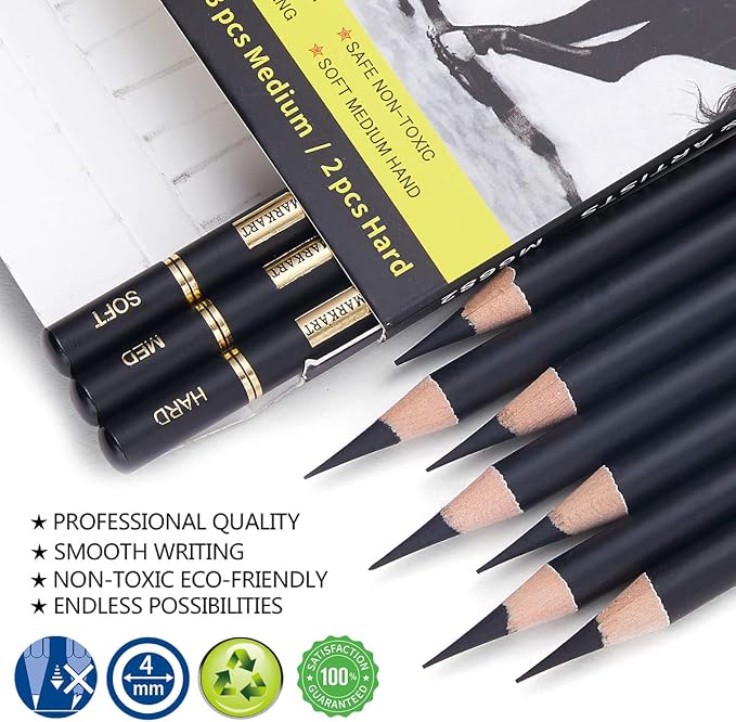 MARKART Professional Charcoal Pencils Drawing Set - Image 2