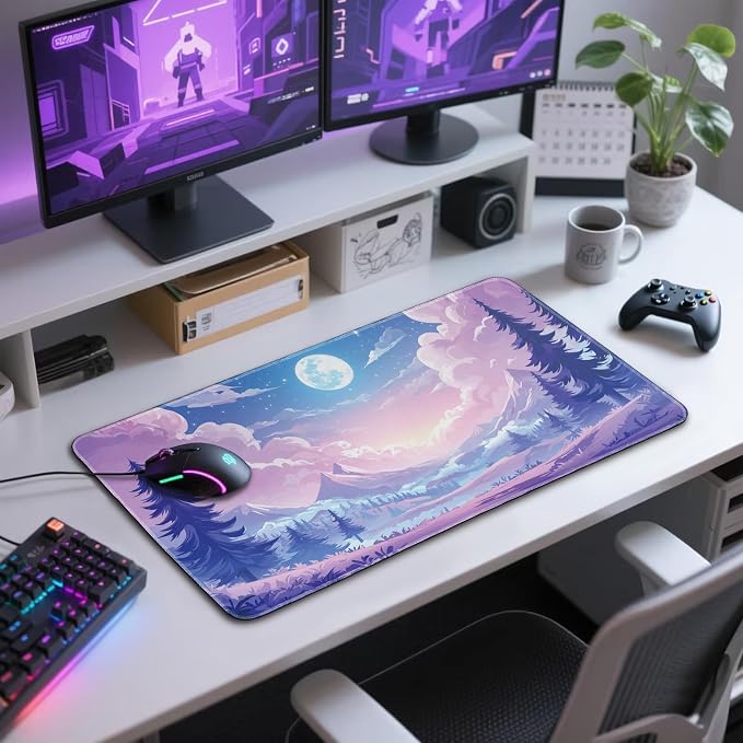 Mountain Moonlight Large Gaming Mouse Pad 31.5"x15.7"｜XXL Desk Mat, Non-Slip - Image 7