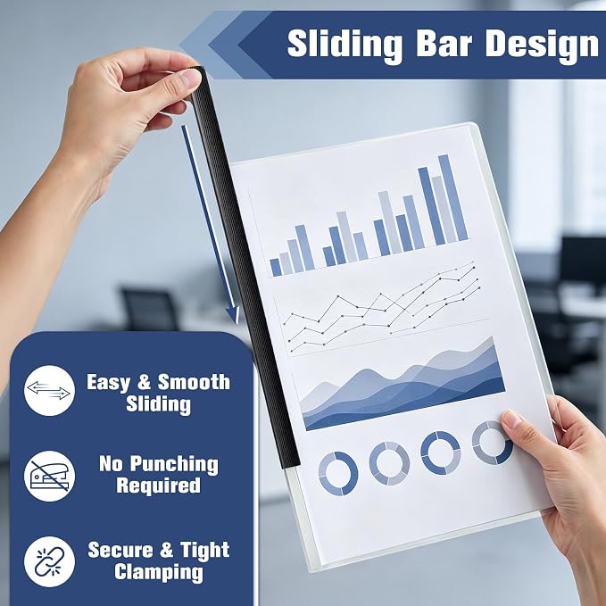 Report Covers with Sliding Bar 30 Packs Clear Report Covers Presentation Folders - Image 6