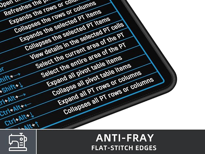 Rinaze Large Mouse Pad With Excel Shortcuts Cheat Sheet, Excel Tips Desk Mat - Image 3
