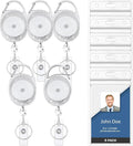 5 Pack Id Badge Holder with Clip – Transparent White Badge Reels with Id by WillWell
