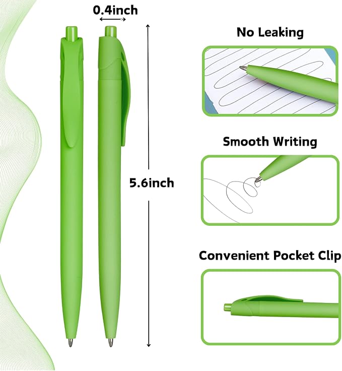 BallPoint Pens, 50 Pack, Bulk Pens, Light Green Barrel, Click Pens - Image 3