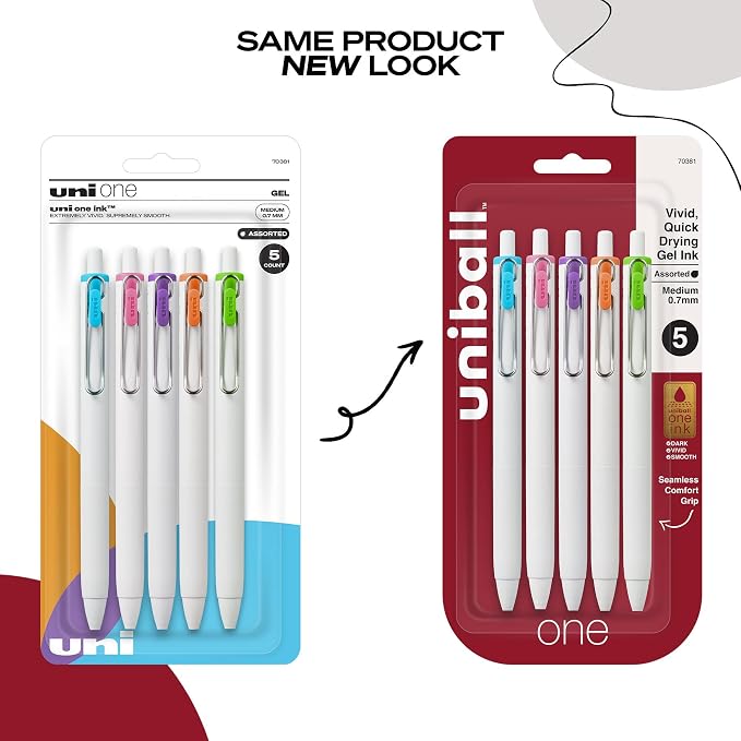 uniball one Retractable Gel Pens, Medium Point, 5 Pack - Image 5