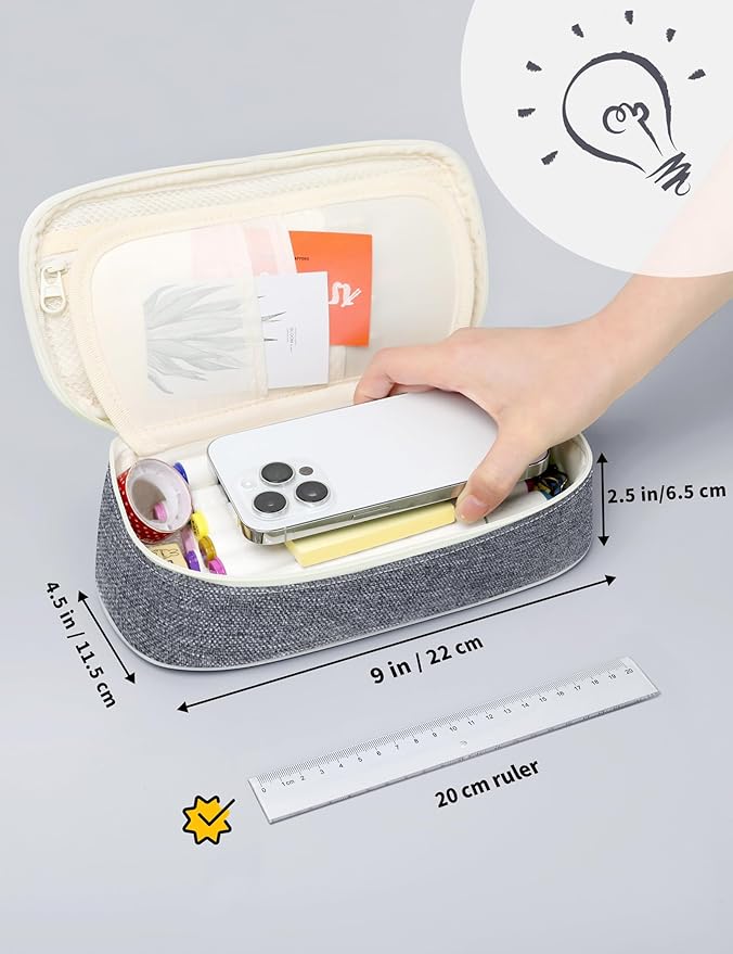 SUNEE Cute Pencil Case, Aesthetic Pen Pouch, Colored Large Pencil Bag - Image 4