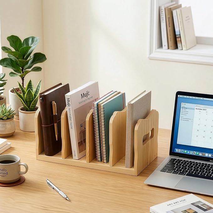 Lawei 2 Pack Wooden Mail Sorter, 4 Slot Desk File Organizer - Image 7