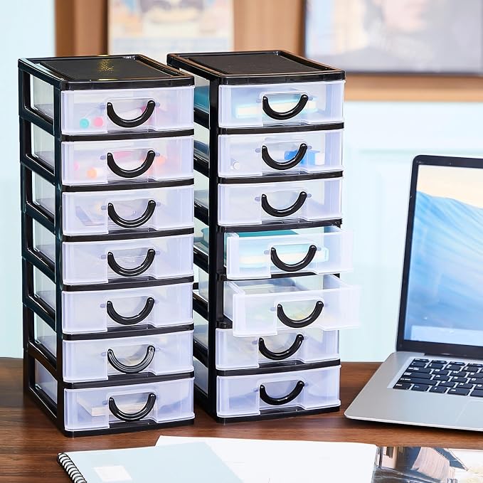 Thyle 2 Pcs Plastic Drawers Organizer Mini Organizer Stackable Plastic Clear - Image 7