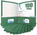 ®100 Packs Green Two Pocket Folders, File Folder by BIBRADAA