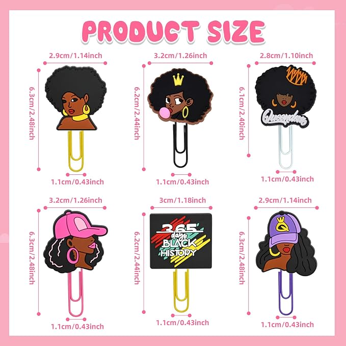 30 PCS Black Girl Paper Clips Metal Paperclip Large Size Paper Clip Cute - Image 4