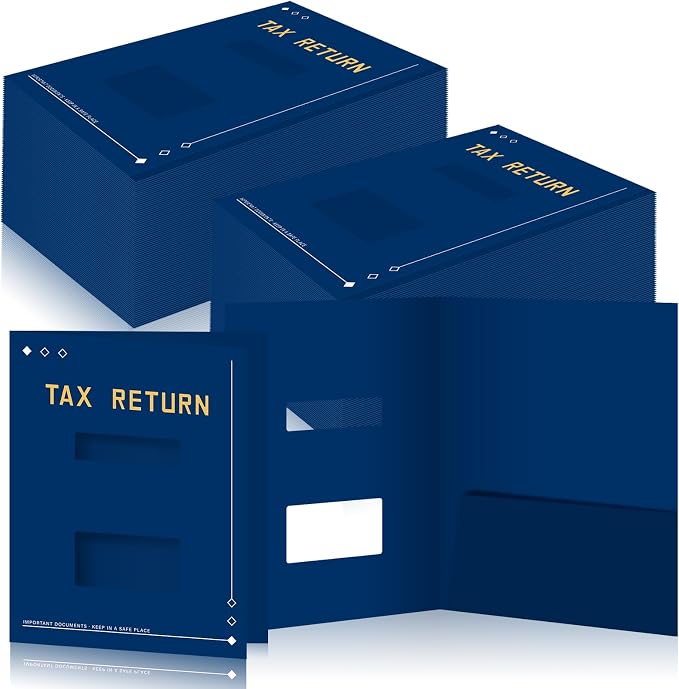 Mooliwe 100 Pcs Blue Tax Return Folders Bulk 9 x 11.25 Inches Income Tax by Mooliwe