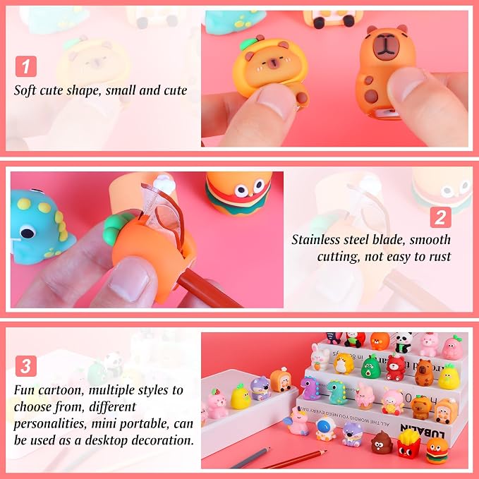 50 PCS Cute Pencil Sharpener for Kids Handheld Pencil Sharpener Bulk Kawaii - Image 3